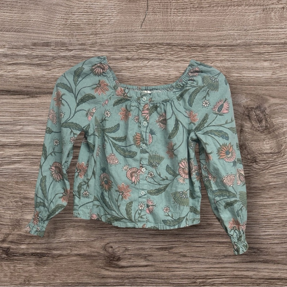 OshKosh B'gosh Teal Floral Button-Up Blouse
